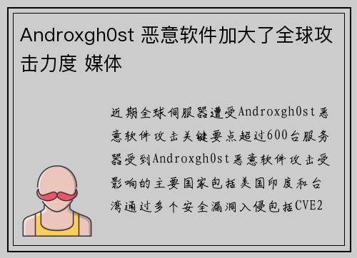 Androxgh0st 恶意软件加大了全球攻击力度 媒体